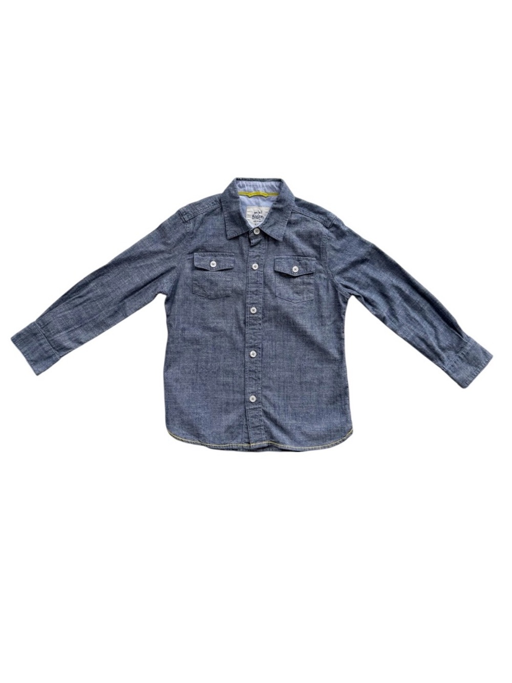 Mini Boden Long Sleeved Chambray Button Up Shirt Size 4/5